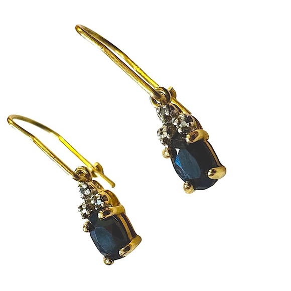 Ross-Simons | Sapphire & Diamond Gold Vermeil Earrings - Picture 11 of 13
